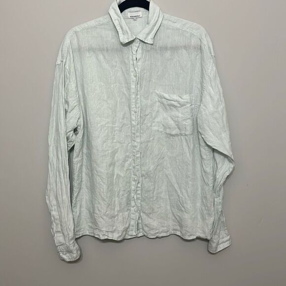 WeWoreWhat Womens Light Blue Linen Long Sleeve Button Down Shirt XS/S‎ - Picture 1 of 7